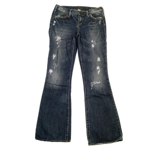 Silver Aiko Jeans. Distressed Comfy Cotton